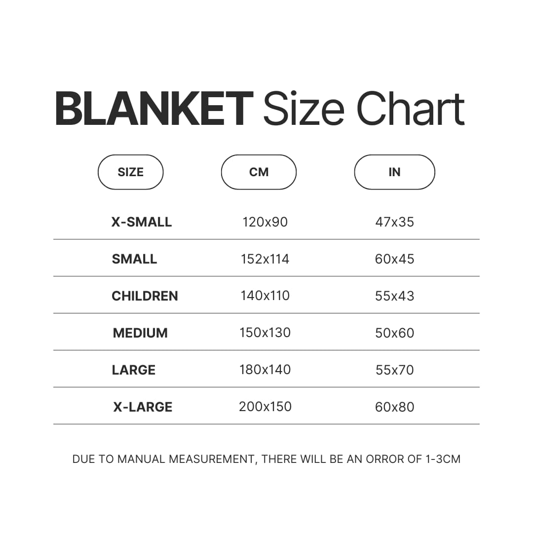 Blanket Size Chart - Oshi No Ko Merch